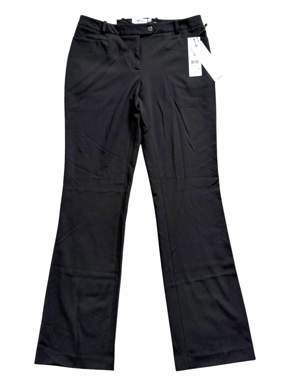 Calvin Klein Women’s Straight Leg Trouser Size 2 Black Mid Rise Stretch Office